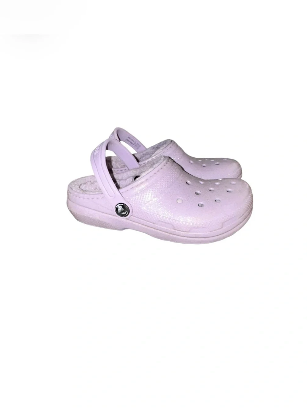 Crocs classic faux fur lined shimmer clogs girl’s sandals shoes size 13